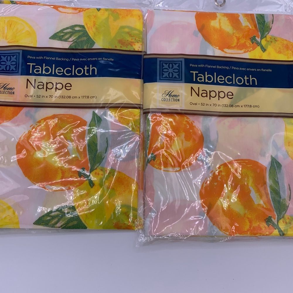 2 Lightweight Oval Tablecloths Fruit